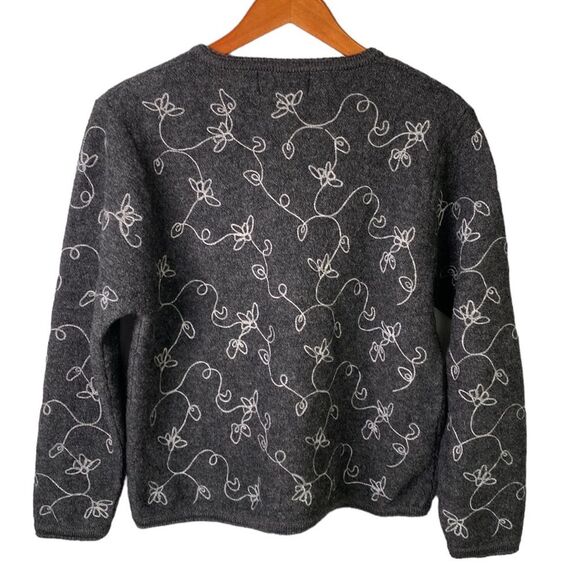 Vintage Tally Ho Embroidered Wool Button Front Cardigan Sweater Long Sleeve Warm - Picture 8 of 15